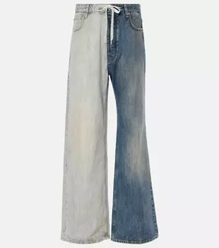 Джинсы Fifty-Fifty с низкой посадкой и широкими штанинами Balenciaga, цвет bleached + deep blue