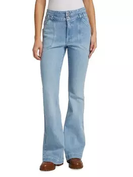 Джинсы Frame расклешенные средней посадки с двумя пуговицами, голубой