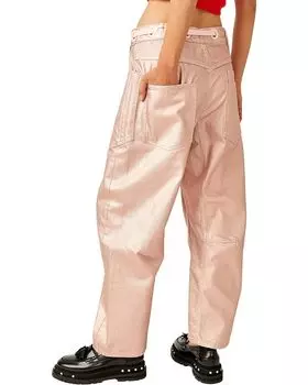 Джинсы Free People Moxie Metallic Low Slung, цвет Bubblegum