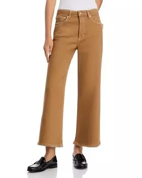 Джинсы Getty с высокой посадкой и широкими укороченными штанинами в цвете Tradewind Rails, коричневый