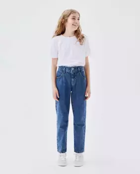 Джинсы Girl's Mom Jeans с завышенной талией и регулируемой талией name it, синий