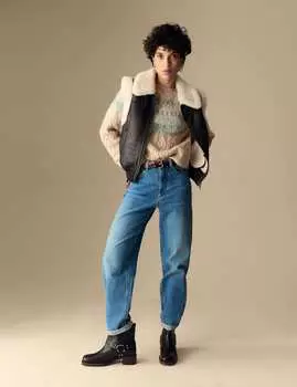 Джинсы Girlfriend Mid Rise Turn Up с лиоцеллом Per Una, индиго