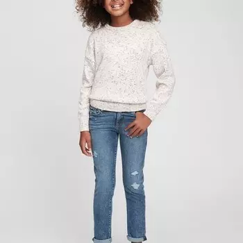 Джинсы girlfriend с потертостями Gap, синий