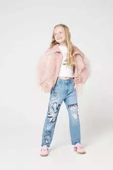 Джинсы Girls now or never graffiti mom River Island, синий