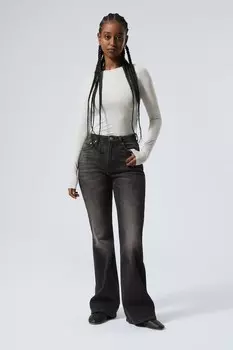 Джинсы Glow Curve с высокой талией, расклешенные, стандартного кроя Weekday, черный