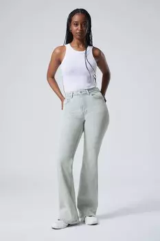 Джинсы Glow Curve с высокой талией, расклешенные, стандартного кроя Weekday, голубой