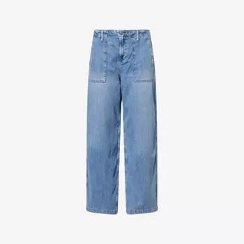 Джинсы Good American с широкими штанинами средней посадки, индиго