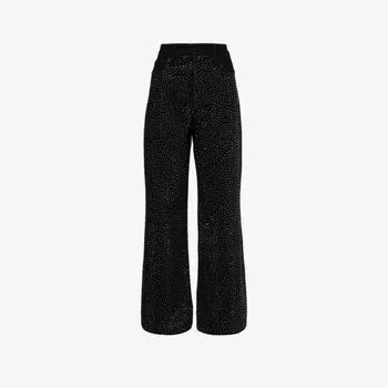 Джинсы Good Ease широкого кроя из переработанного денима, украшенные стразами Good American, черный