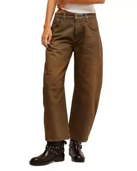 Джинсы Good Luck High Rise Coated Barrel в цвете New Moon Free People, коричневый