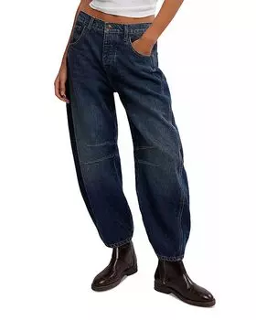 Джинсы Good Luck средней посадки Barrel в цвете Deep End Free People, синий