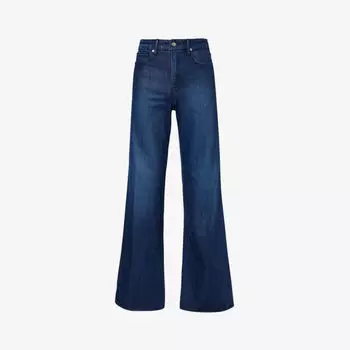 Джинсы Good Waist Palazzo из эластичного денима со средней посадкой и широкой контрастной строчкой Good American, синий