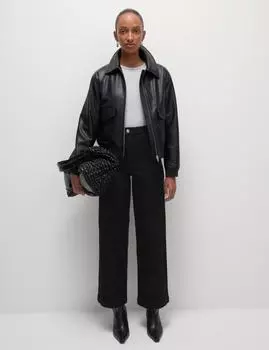 Джинсы Grazer с высокой талией и широкими штанинами до щиколотки Marks & Spencer, черный