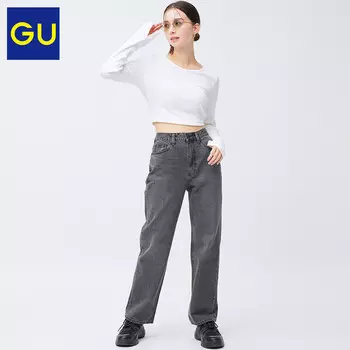 Джинсы GU прямого кроя, голубой