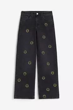 Джинсы H&M Kids Wide Leg Low SmileyWorld, черный