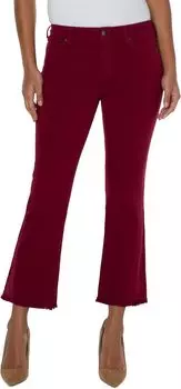 Джинсы Hannah Crop Flare with Fray Hem in Red Velvet Liverpool Los Angeles, цвет Red Velvet