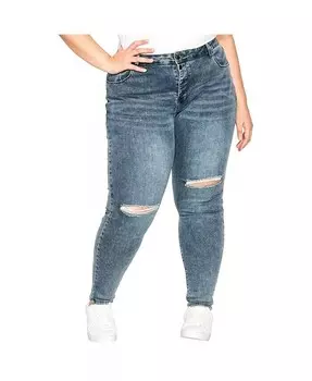 Джинсы Harley Classic с пуговицами больших размеров CITY CHIC, серый