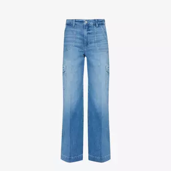 Джинсы harper 30" из эластичного денима с высокой посадкой и широкими штанинами Paige, цвет valen distressed