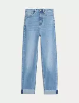 Джинсы Harper Supersoft с высокой талией Marks & Spencer, светлый индиго