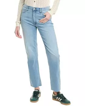 Джинсы Hattie Light Wash средней длины с эффектом потертости и кроем rag & bone, синий