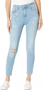 Джинсы High-Waist Ankle Skinny with Embroidery in Darby Blue 7 For All Mankind, цвет Darby Blue