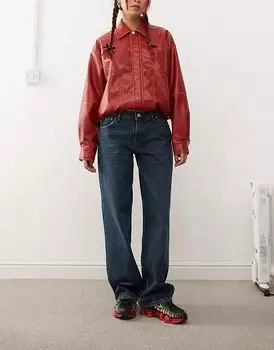 Джинсы Hill свободного кроя с заниженной талией, широкие, прямые, тёмно-синего цвета, б/у Dr Denim