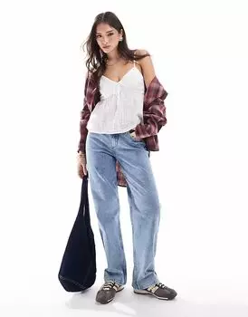 Джинсы Hollister Dad с высокой талией, синего цвета