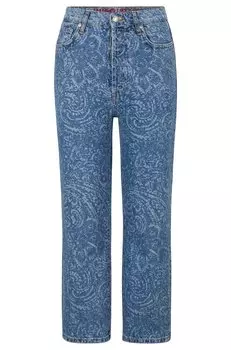 Джинсы Hugo Boss Modern-fit Jeans In Paisley-pattern Rigid Denim, синий