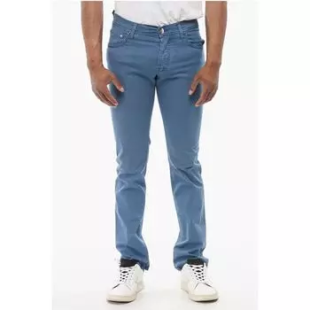 Джинсы ID LUXURY Straight Fit с вышитым логотипом Corneliani, Light Blue
