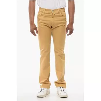 Джинсы ID LUXURY Straight Fit с вышитым логотипом Corneliani, Yellow