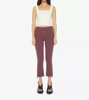 Джинсы Insider Crop Step Fray в лилово-винном цвете Mother