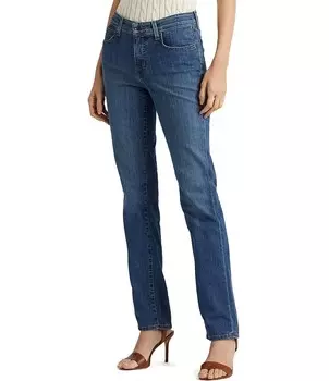 Джинсы из эластичного денима с эффектом памяти Lauren Ralph Lauren Premier до щиколотки прямого кроя, синий