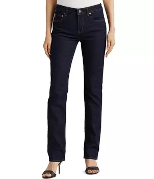 Джинсы из эластичного денима с эффектом памяти Lauren Ralph Lauren Premier до щиколотки прямого кроя, синий