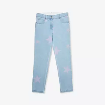 Джинсы из эластичного денима со звездным принтом 8-12 лет Stella Mccartney, цвет celeste/multicolor