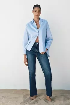 Джинсы из денима прямого кроя с высокой талией z1975 ZARA, синий