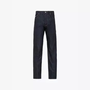 Джинсы из денима с низкой посадкой и пятью карманами Prada, синий
