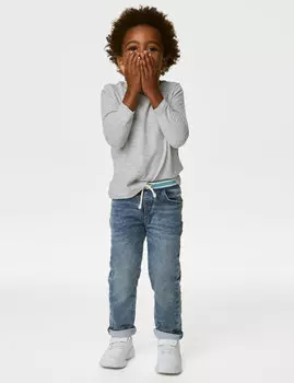 Джинсы из денима с обычной комфортной талией (2–8 лет) Marks & Spencer, деним