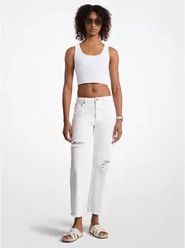 Джинсы из денима с потертостями Michael Kors, белый