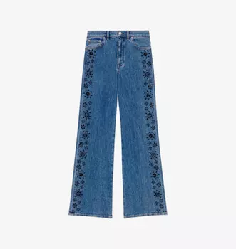 Джинсы из денима с вышивкой стразами Maje, синий