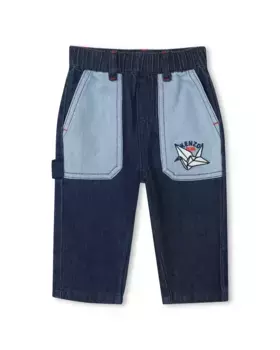 Джинсы из хлопка Baby boy с контрастными карманами Kenzo Kids, синий