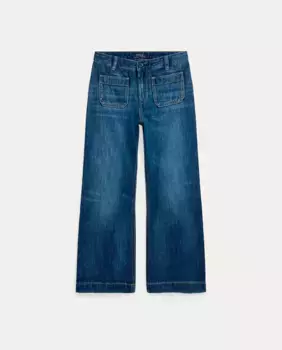 Джинсы из хлопка для девочек с накладными карманами Polo Ralph Lauren, синий