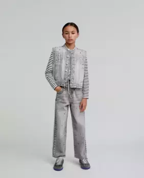 Джинсы из хлопка для девочек с заклепками Scalpers, серый