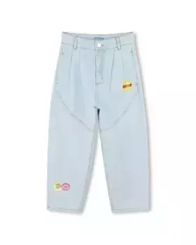 Джинсы из хлопка для девочек со складками Kenzo Kids, голубой