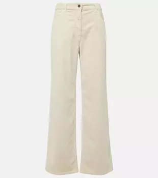 Джинсы из хлопкового вельвета Dan с расклешёнными штанинами The Row, белый