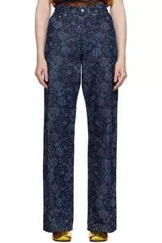 Джинсы из печатного денима Dries Van Noten, индиго