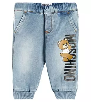 Джинсы из смесового хлопка с детским принтом Moschino, синий