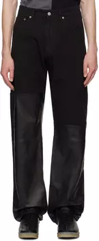 Джинсы из вставной кожи MM6 Maison Margiela