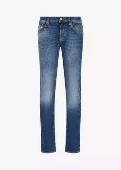 Джинсы J13 узкого кроя из денима из переработанного хлопка Armani Exchange, синий