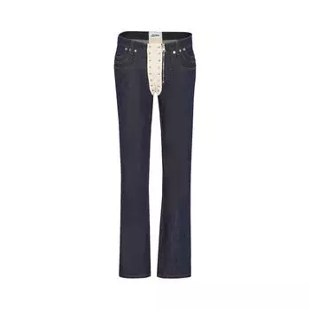 Джинсы Jean Paul Gaultier Contrasting Lace-Up Denim Jeans 'Indigo/Beige', синий