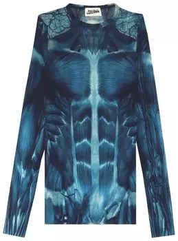 Джинсы Jean Paul Gaultier Ecorche Mesh Printed Long-Sleeve 'Blue/Light Blue/White', синий