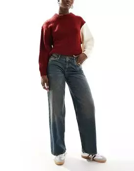 Джинсы JJXX Tokyo с эффектом потертости, с низкой посадкой, широкие синие